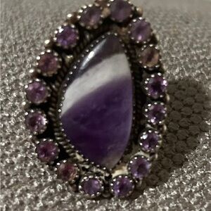 Genuine Purple turquoise Stone sterling silver ring